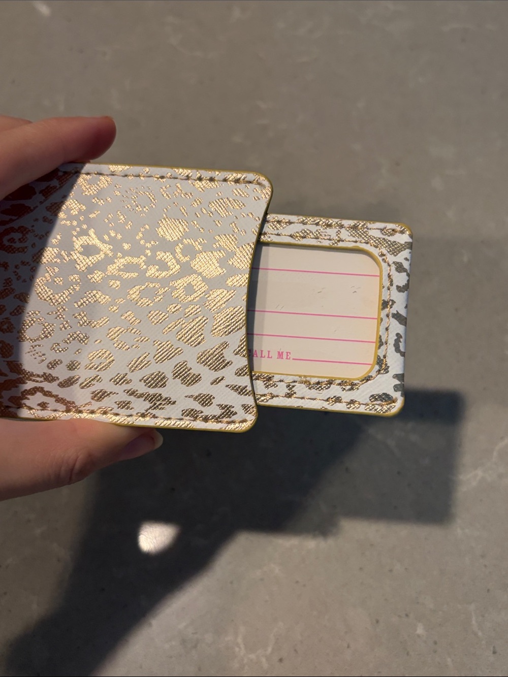 Lilly Pulitzer Cream and Gold Leopard Luggage Tag with Pink Strap - Picture 5 of 6